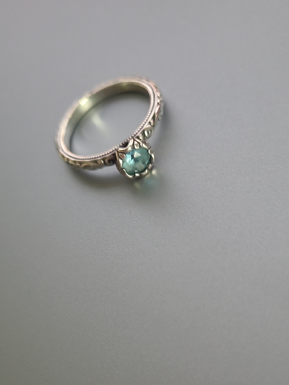 James Avery 925 Sterling Silver Birthstone Ring  Lab Cherished Blue Topaz Sz8 - Picture 4 of 6